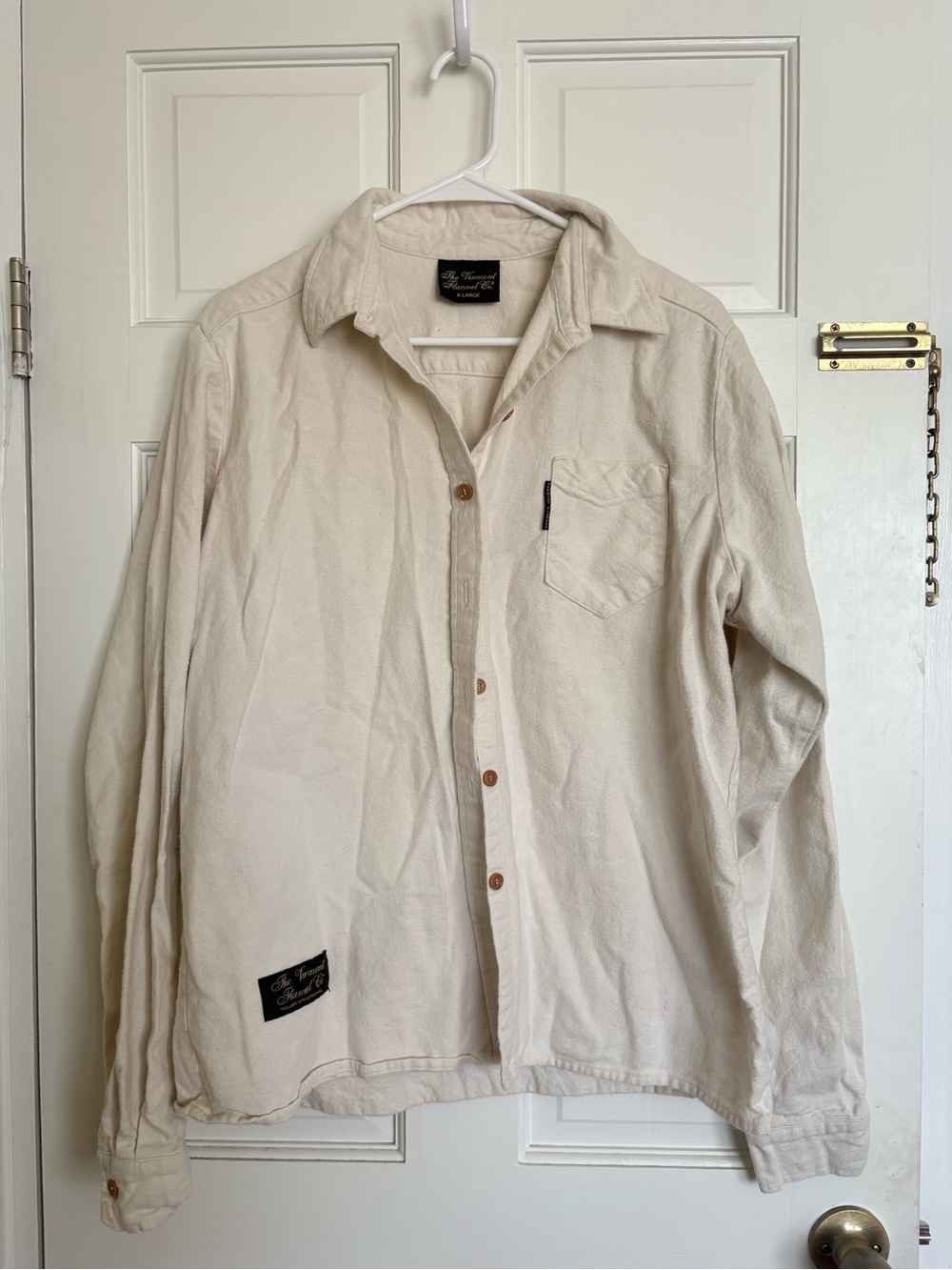 Men's Cream Button-Up Overshirt Hoodie